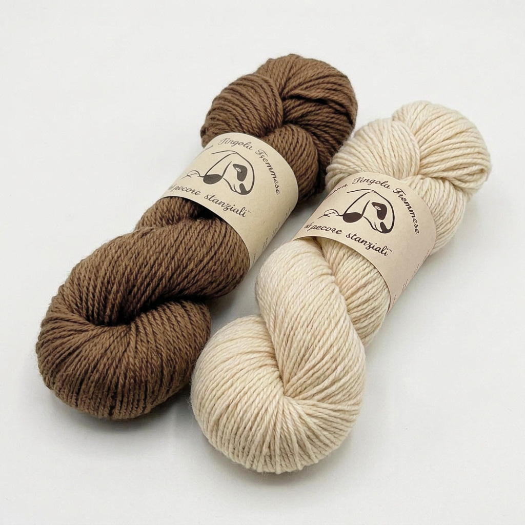 Matassa di filato Lana Alpaca Italiana - Colore noce e naturale